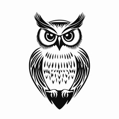 Fototapeta premium Striking and regal owl illustration with intricate plumage and sharp gaze silhouette