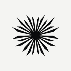 Obraz premium Abstract geometric radial starburst radiating pattern with black on white silhouette