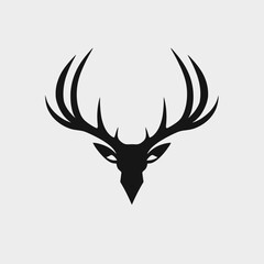 Obraz premium Majestic deer head illustration, elegant antlers, simplistic design, clean art silhouette
