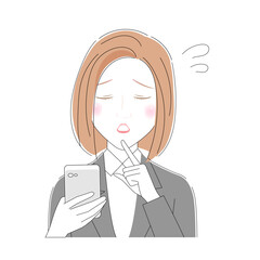 スマホを見て困るスーツの女性