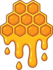 Sweet honeycomb dripping with honey Vector Illustration