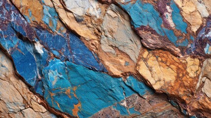 Naklejka premium Vibrant Blue and Brown Rock Formation Texture