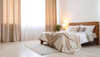 Bright bedroom with beige tones