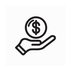 Hand Holding Dollar Icon Vector Logo for Salary and Earning on white background