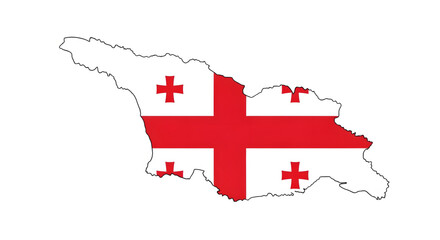 Georgia Map Outline Filled with National Flag – Accurate Geographic Shape Illustration