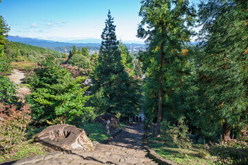 秋の妙義神社 男坂から見下ろす風景　群馬県富岡市