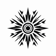 Abstract floral design with circular center and spiky petals silhouette