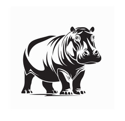 Hippo logo vector simple silhouette zoo animal design brand template illustration