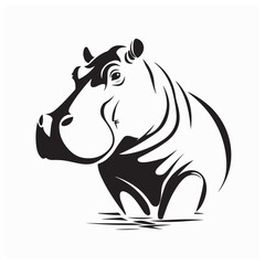 Hippo logo vector simple silhouette zoo animal design brand template illustration