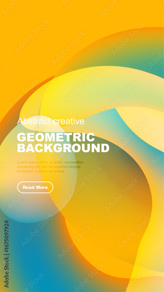 Wall mural vibrant abstract design. overlapping colorful shapes create dynamic composition. text overlay invite
