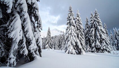 Naklejka premium Snowy forest winter scene