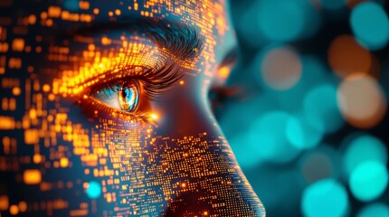 Artificial intelligence ai human face digital technology future tech concept art