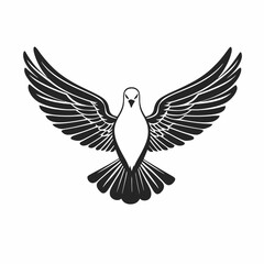 Obraz premium Majestic dove soars with outstretched wings in striking contrasting artistic silhouette