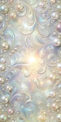 Iridescent Pearl Background with Swirling Motifs and Shimmering Tones
