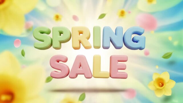 Spring Sale Announcement with Colorful Text