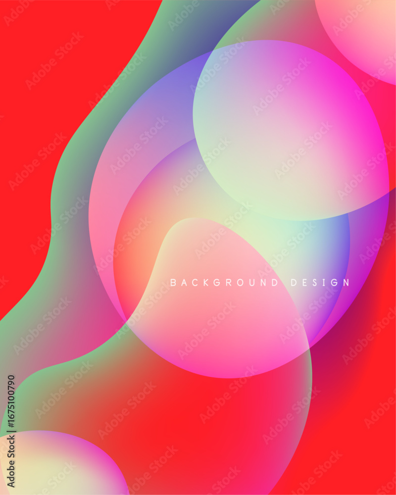 Wall mural abstract vibrant circles overlap, creating colorful gradients. red dominates background, blending in