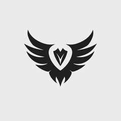 Obraz premium Black heart and wings, a creative artistic graphic design silhouette