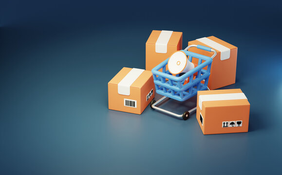 E-commerce promotion shopping free shipping package express logistics 3D