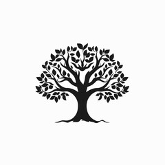 Obraz premium Majestic symmetrical tree on white background for organic design silhouette
