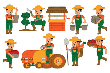 Farmer profession character working ain agriculture