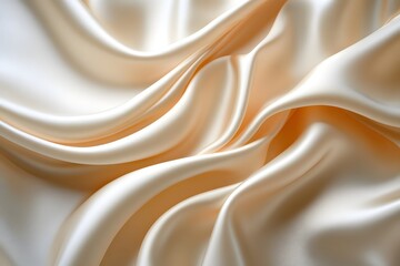 Obraz premium A close up shot of flowing cream colored silk fabric with soft folds and gentle curves