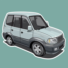 Vector illustration Retro Car Multi Purpose Vehicle Car - Editable Vector