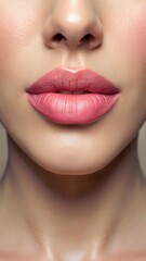 Fototapeta premium Delicate pink lips with a subtle sheen and smooth texture