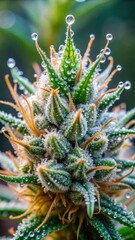 Fototapeta premium Tiny droplets of oil covering intricate fungal growths on a cannabis bud
