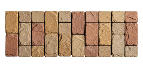 Various Rectangular Brown and Red Stone Bricks for Paving png cutout transparent background