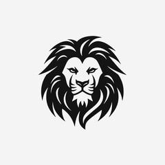 Obraz premium Powerful and noble lion emblem design with dark, stylized mane silhouette