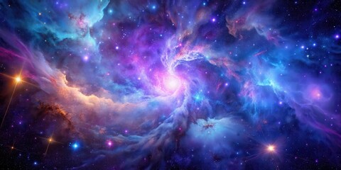 Interstellar gas cloud with vibrant purple and blue hues