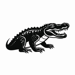 Obraz premium Striking alligator illustration graphic design with open mouth, a vector silhouette