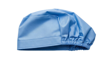 Blue printed disposable surgical cap with elastic band png cutout transparent background