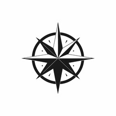 Fototapeta premium Nautical compass rose navigation with cardinal directions shown as a silhouette