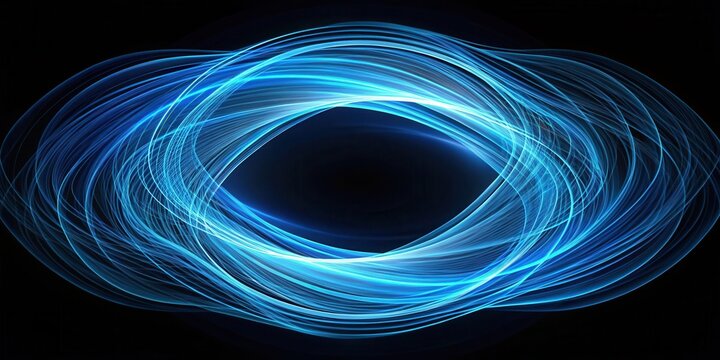 Wavy blue lines swirling in a circular motion around a central point