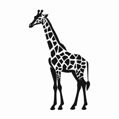 Naklejka premium Striking elegant giraffe art illustration, showcasing nature's grandeur in black silhouette
