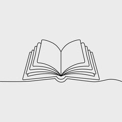 Elegant Open Book Line Art Illustration for Education and Literature Concepts and Creative Design Projects