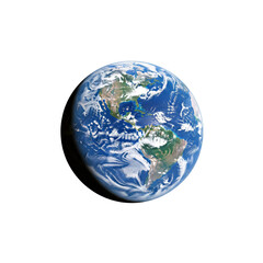 Realistic depiction of planet Earth from space with continents and oceans visible png cutout transparent background