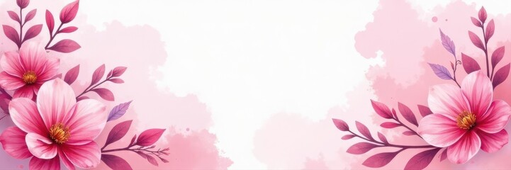 Pink floral watercolor wash, elegant wedding invite set , bloom, set, romantic