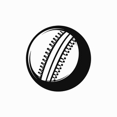 Graphic sports baseball illustration showcasing textured stitches bold black vector shape silhouette
