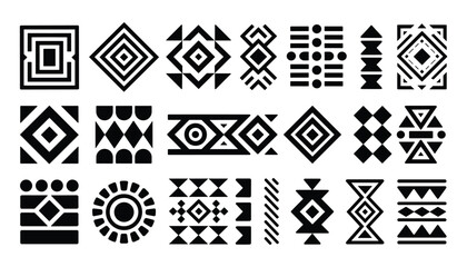 Geometric Tribal Pattern Vector, Abstract Ethnic Ornament Illustration, Aztec Native Motif Clipart for Textile and Design