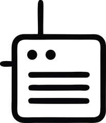 Retro radio icon simple line art signal transmitter music player broadcast receiver wireless communication