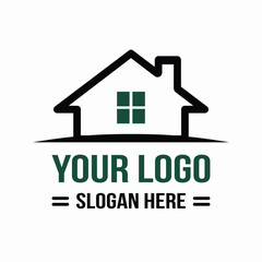 Modern Real Estate Logo Design with House Silhouette and Green Accents for Branding and Visual Identity Solutions