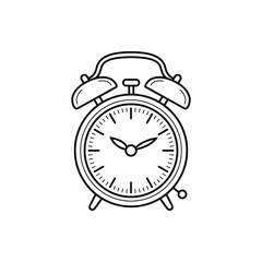 Vintage Alarm Clock Line Art Illustration Time Management and Morning Routine Symbol