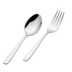 Shiny Stainless Steel Spoon and Fork Set for Dining and Serving png cutout transparent background