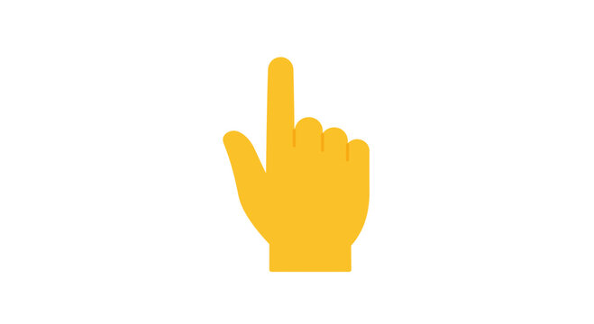 Cartoon yellow hand pointing or showing direction symbol graphic illustration