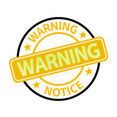Obraz premium Bold yellow warning notice with circular design and star accents.