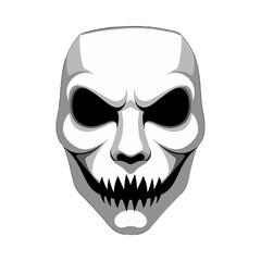 Scary White Evil Mask Illustration.