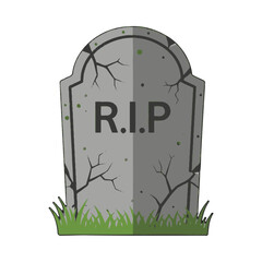 Old cracked gravestone with RIP inscription.