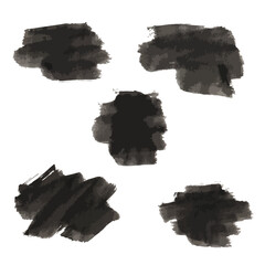 墨の筆ブラシストロークセット｜和風の四角形と不規則なインクテクスチャ素材